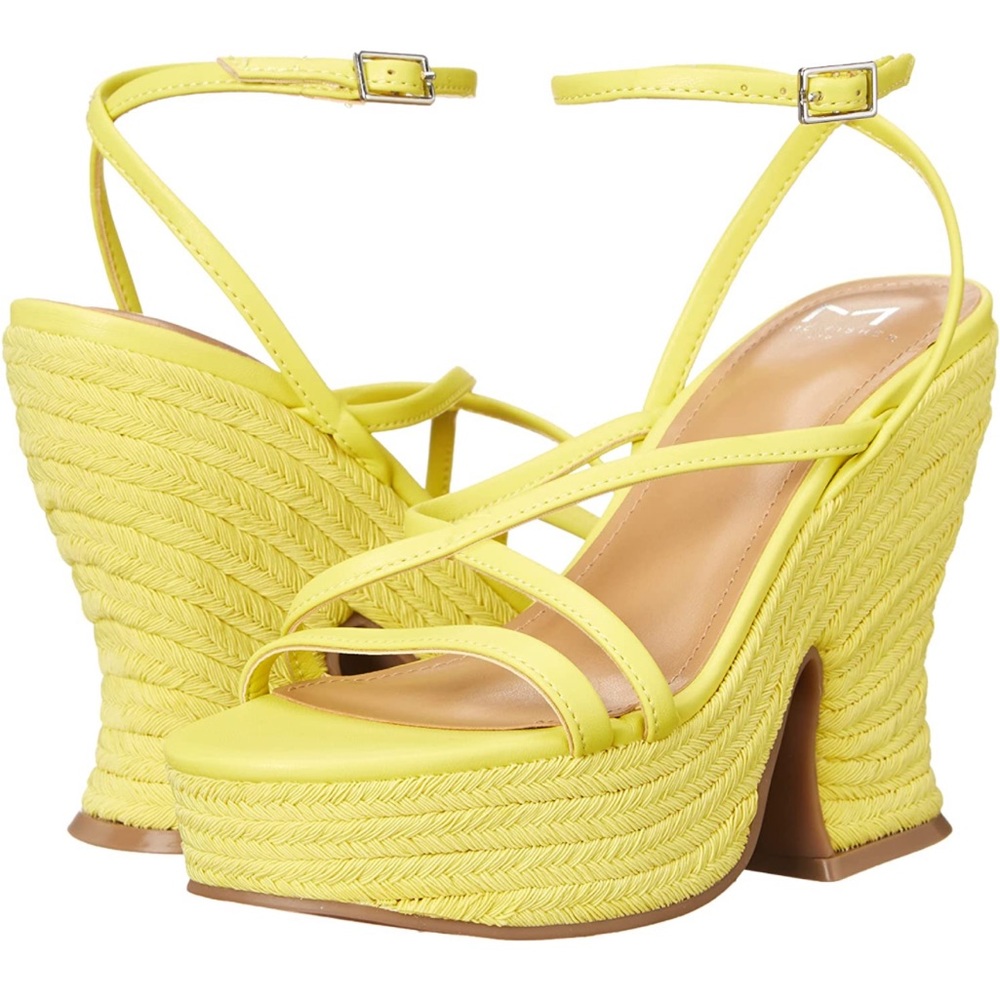 NWT: Marc Fisher - Fetch Espadrille Heeled Sandal, 8.5, Yellow